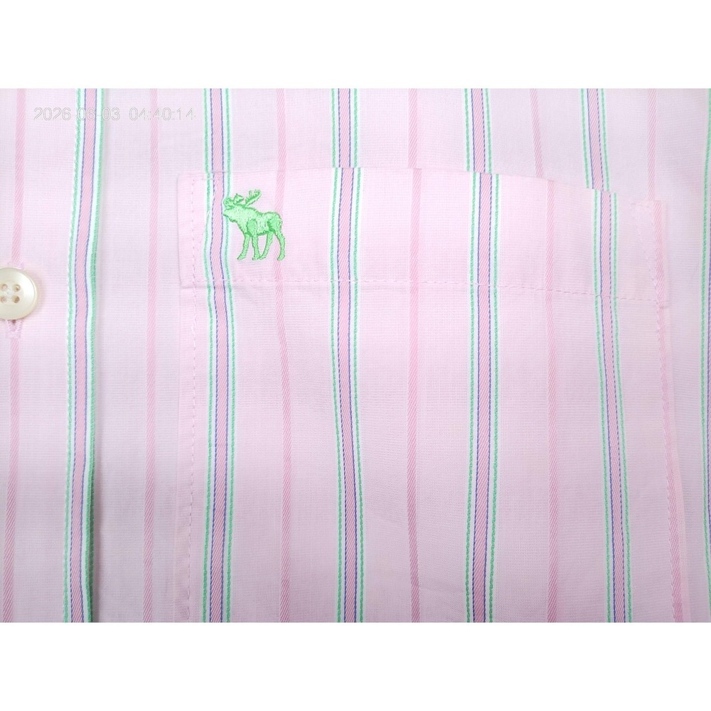 Abercrombie & Fitch Shirt Mens Medium Pink Stripe Long Sleeve Button Down Casual - Picture 4 of 9
